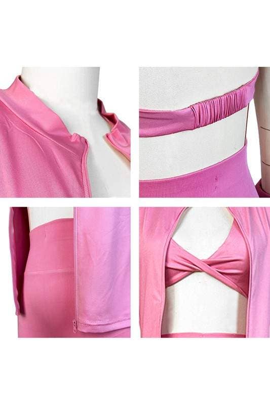 Queen Fashion - Wholesale Top & Pant Set (NOT Loungewear) - Women's - 3 Piece Women'S Outfit Set Halter Crop Top Pants Set9