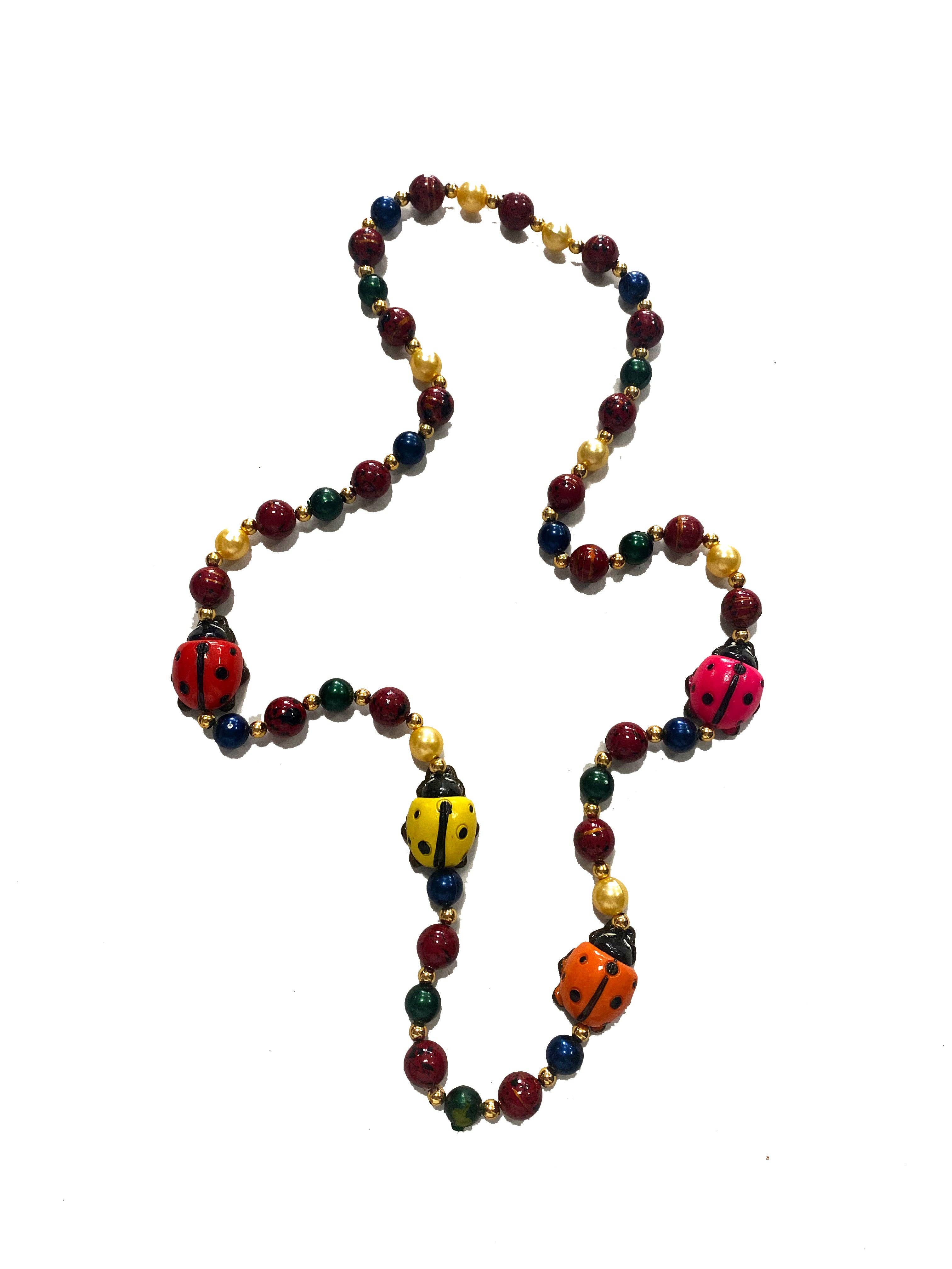 Mardi Gras Creations - Wholesale Beads - Ladybug Medallions on Specialty Beads (Multiple Colors)0