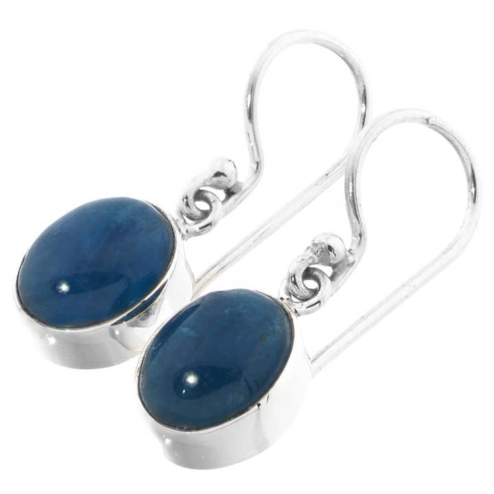 925 silver adorable dainty blue apatite sterling dangle drop earrings, 3/8" for wholesale by FifiRose