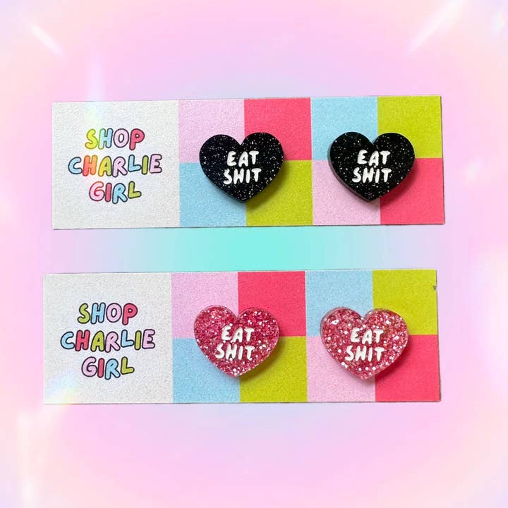 Eat Shit Acrylic Stud Earrings - Choose Color for wholesale by Shop Charlie Girl