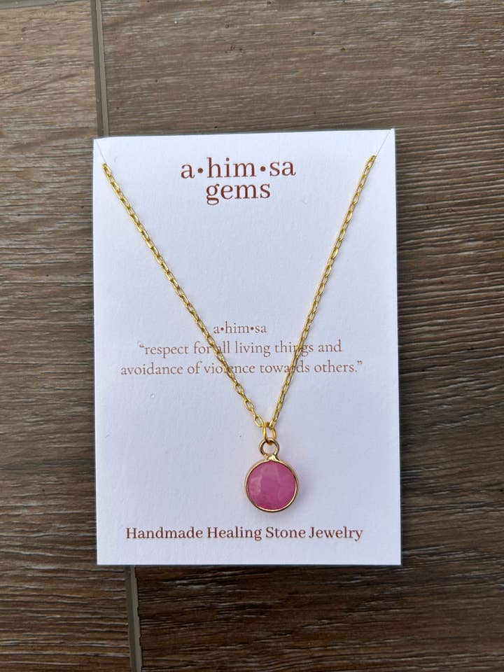 Rose Red Garnet (#2) Pendant Brass Necklace for wholesale by Ahimsa Gems