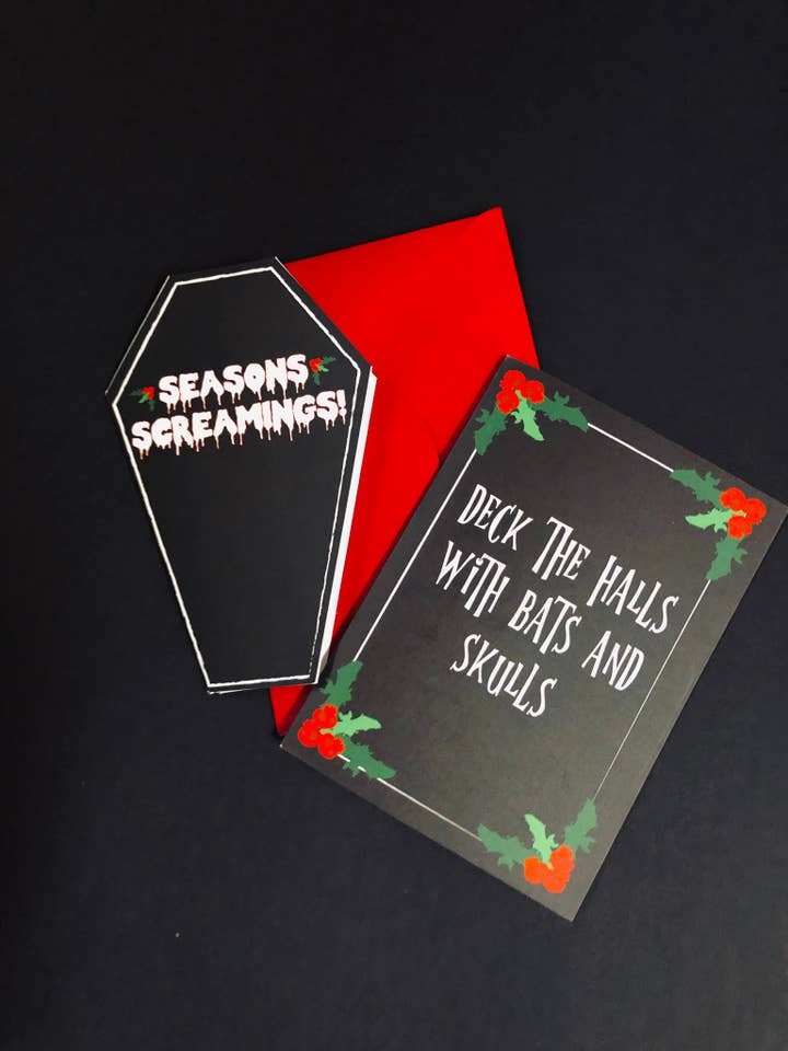 Cartes de vœux effrayantes pour la vente par Skelly Paper Co.