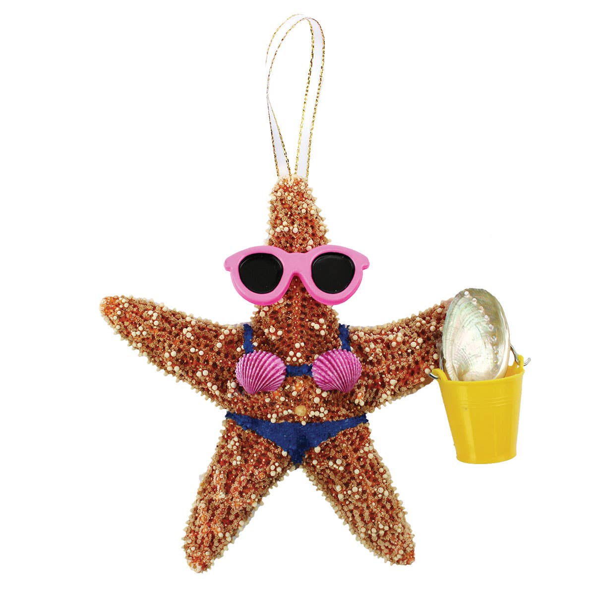 California Seashell Company - Wholesale Ornament - Beach Girl Bucket Sugar Starfish Ornament1