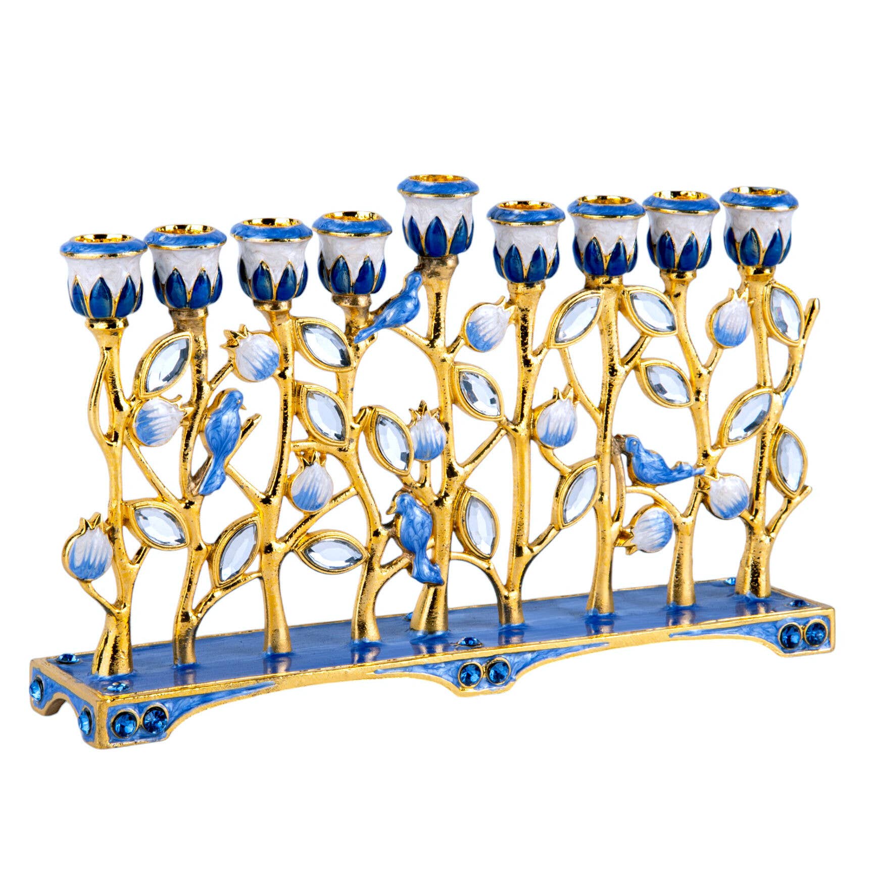 STP - Wholesale Menorah - Handcrafted Jeweled Flowers Hanukkah Menorah in Gift Box3