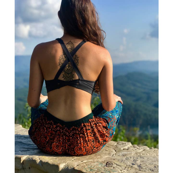 The Elephant Temple - Wholesale Pants - Women's - Mandala Elephant Pants-Orange & Teal6