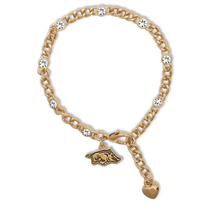 From The Heart - Wholesale Charm/Dangle Bracelet - Arkansas Razorbacks Lydia Gold Bracelet