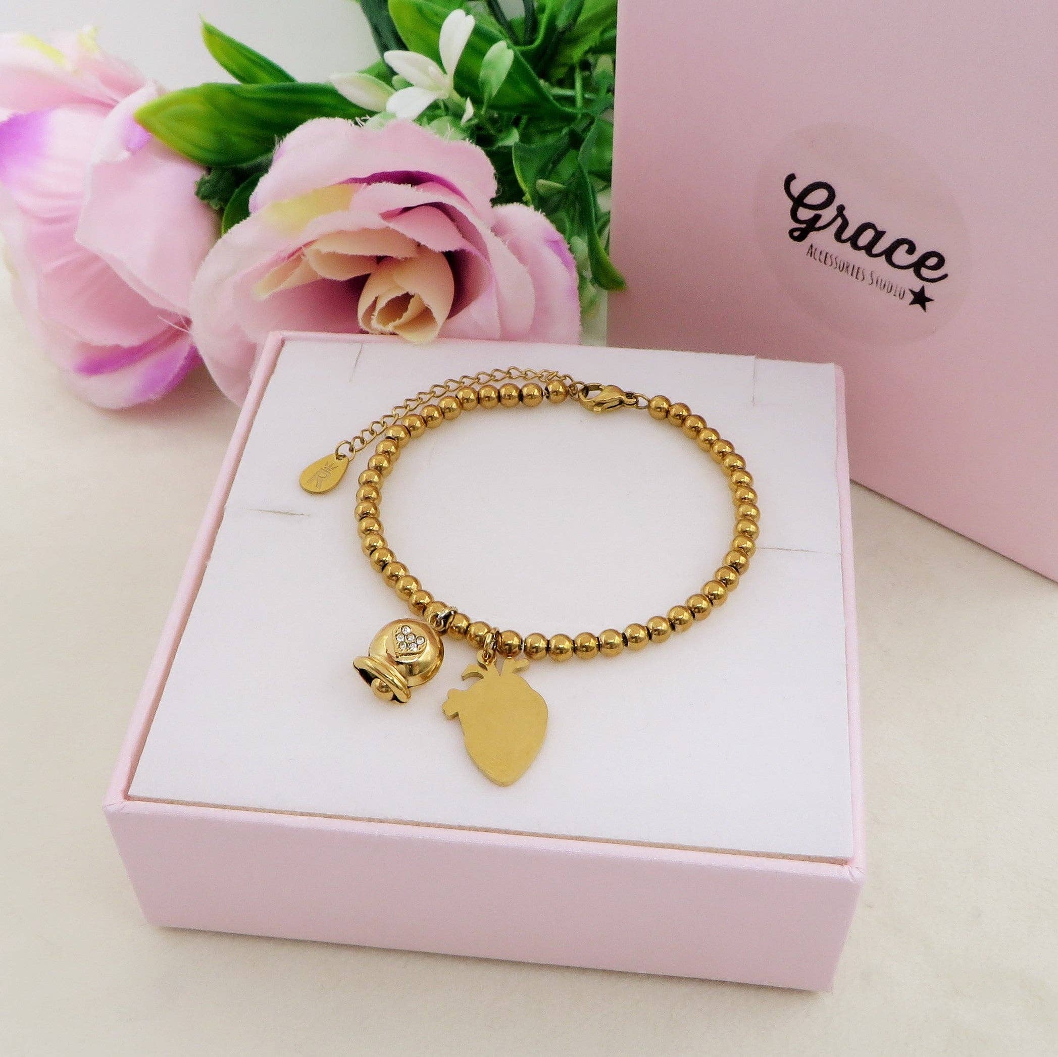 Daemon srls - Wholesale Charm/Dangle Bracelet - HUMAN HEART charm BRACCIALE  Pallini ~ ACCIAIO inossidabile - Bracciale cuore anatomico con ciondoli8