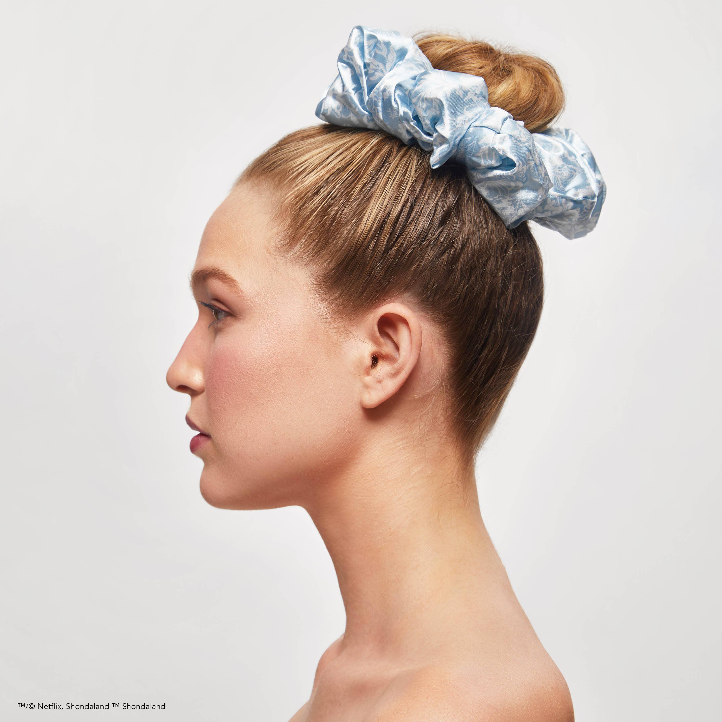 Wholesale Kitsch x Bridgerton Satin Pillow Scrunchies / Toile De Blue