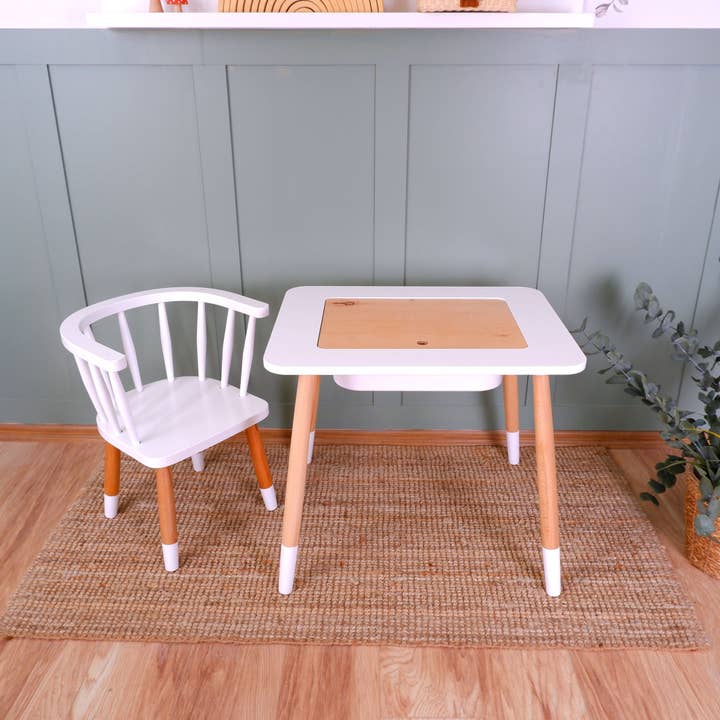 Mesa de Madera para Niños, Silla Windsor para Niños y Banco Windsor para Niños y Niños Pequeños - Personalizable para venta al por mayor de Kids Wood Store U.S. / EU.
