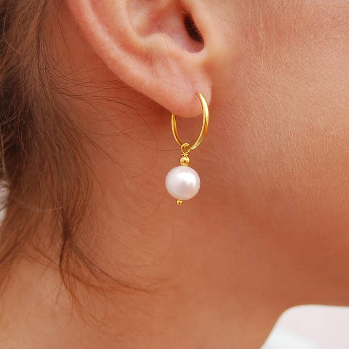 Yneda Jewels – Brincos de argola por atacado – Brincos de pérolas, brincos de prata 925, argolas de pérolas.