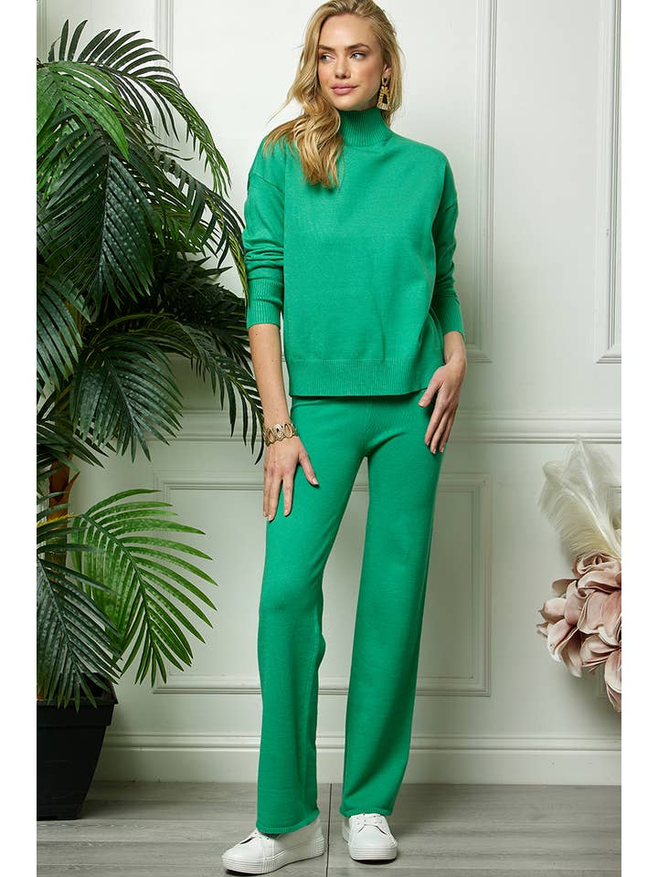 Cezele - Wholesale Lounge Set - Women's - Turtleneck Knitted Sweater and Flare Pants Set1