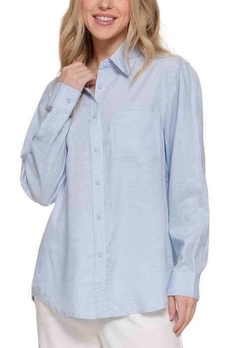 Vanilla Monkey - Wholesale Blouse - Women's - Long Sleeve Linen Blend Shirt0