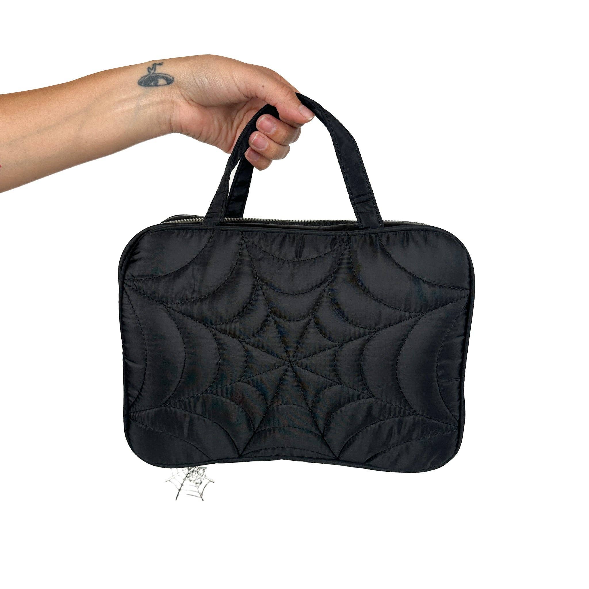 Wicked Misfit - Wholesale Toiletry Bag - Women's - Spiderweb Puff Toiletry Bags with Built in clear Organizer0