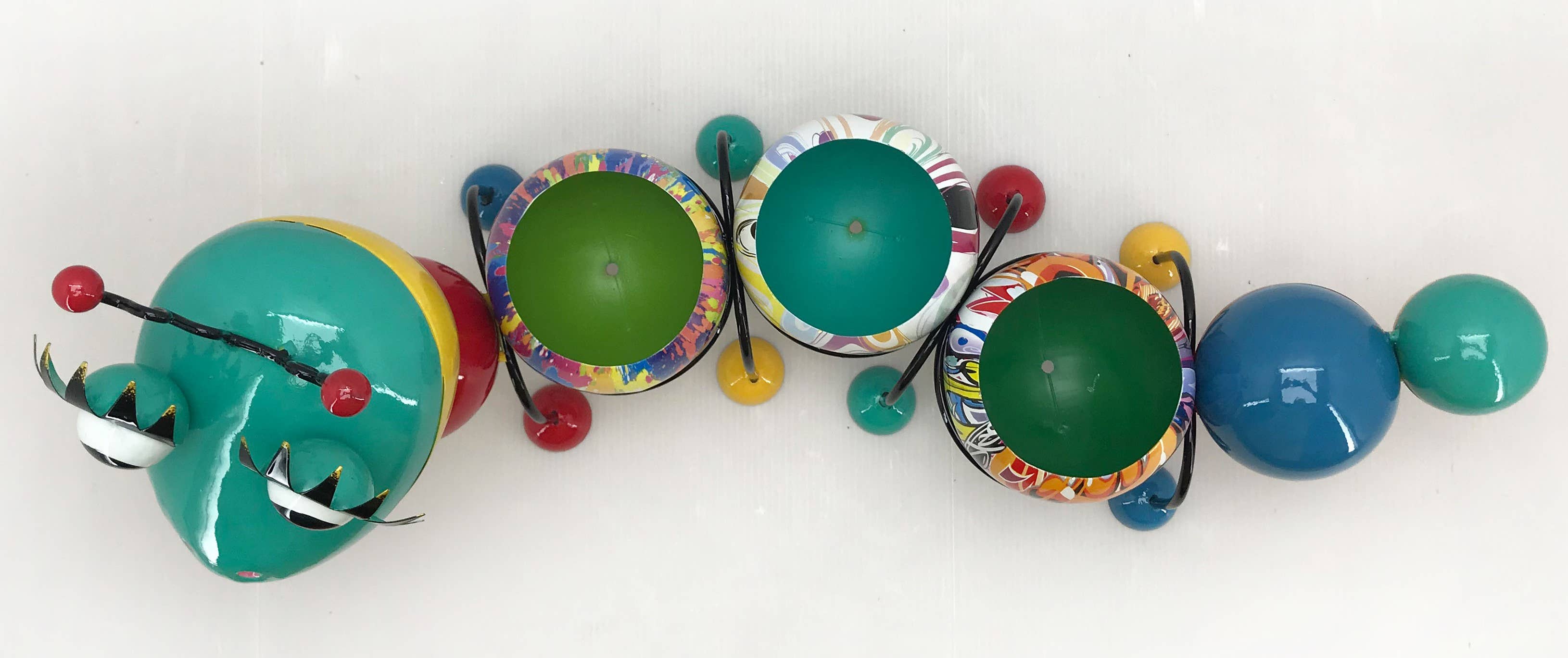 Continental Art Center - Wholesale Plant Pot - Painted Enamel Metal Caterpillar Statue and Planter2