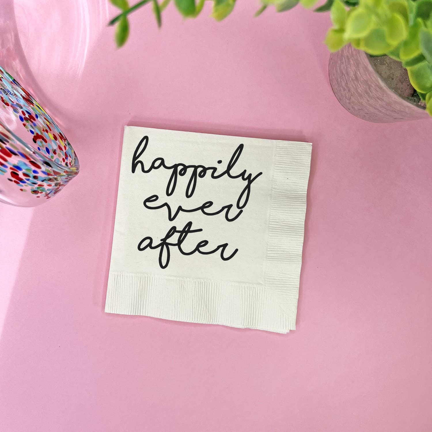 Katherine Designs & Co. - Wholesale Disposable Napkin - happily ever after Cocktail Napkins, Wedding engagement gift