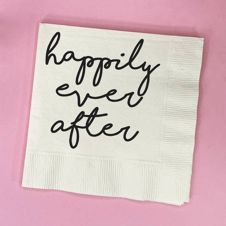 Katherine Designs & Co. - Wholesale Disposable Napkin - happily ever after Cocktail Napkins, Wedding engagement gift0