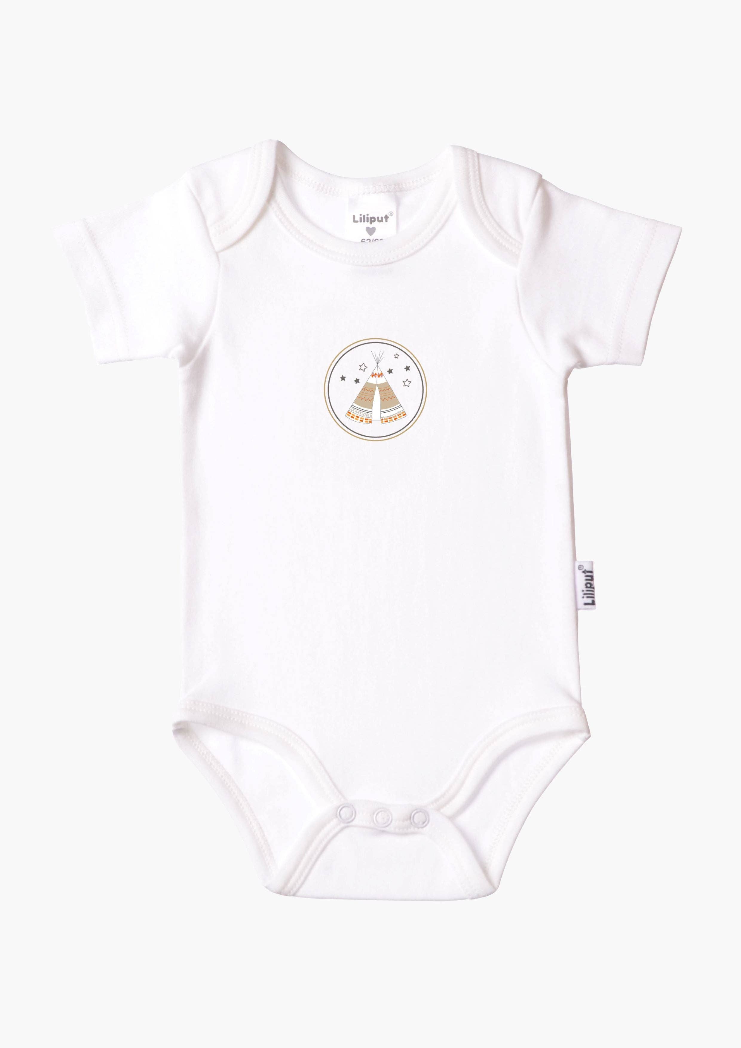 Liliput – Bodysuit - Bebé por atacado – Bodies de manga curta em algodão orgânico com patch teepee1