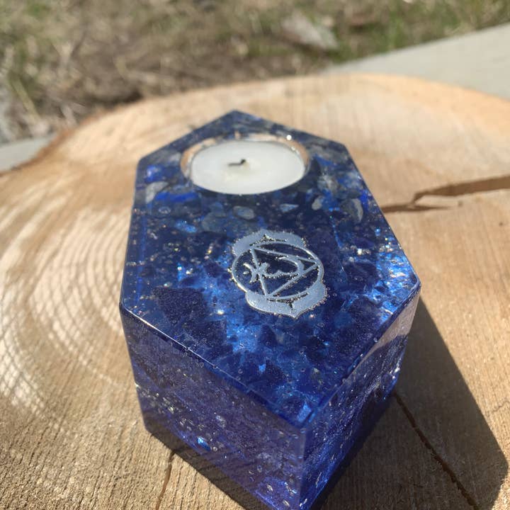 Orgonics by Driftwood Works Inc - Wholesale Candle Holder - CHAKRA-THIRD EYE Candle Holder1