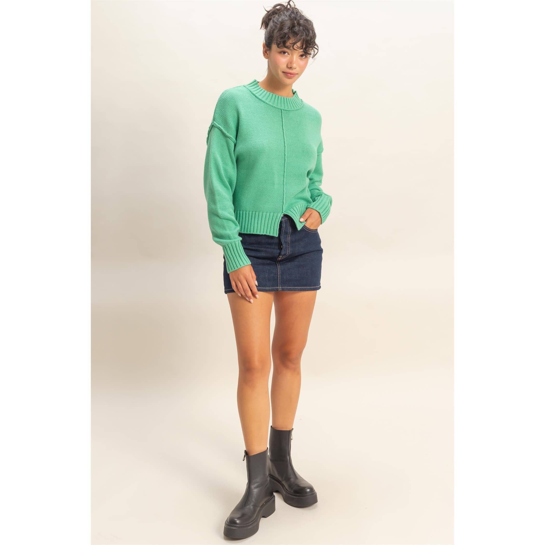 HYFVE – Großhandel Strickpullover – Damen – Pullover mit Stehkragen und Naht vorne23