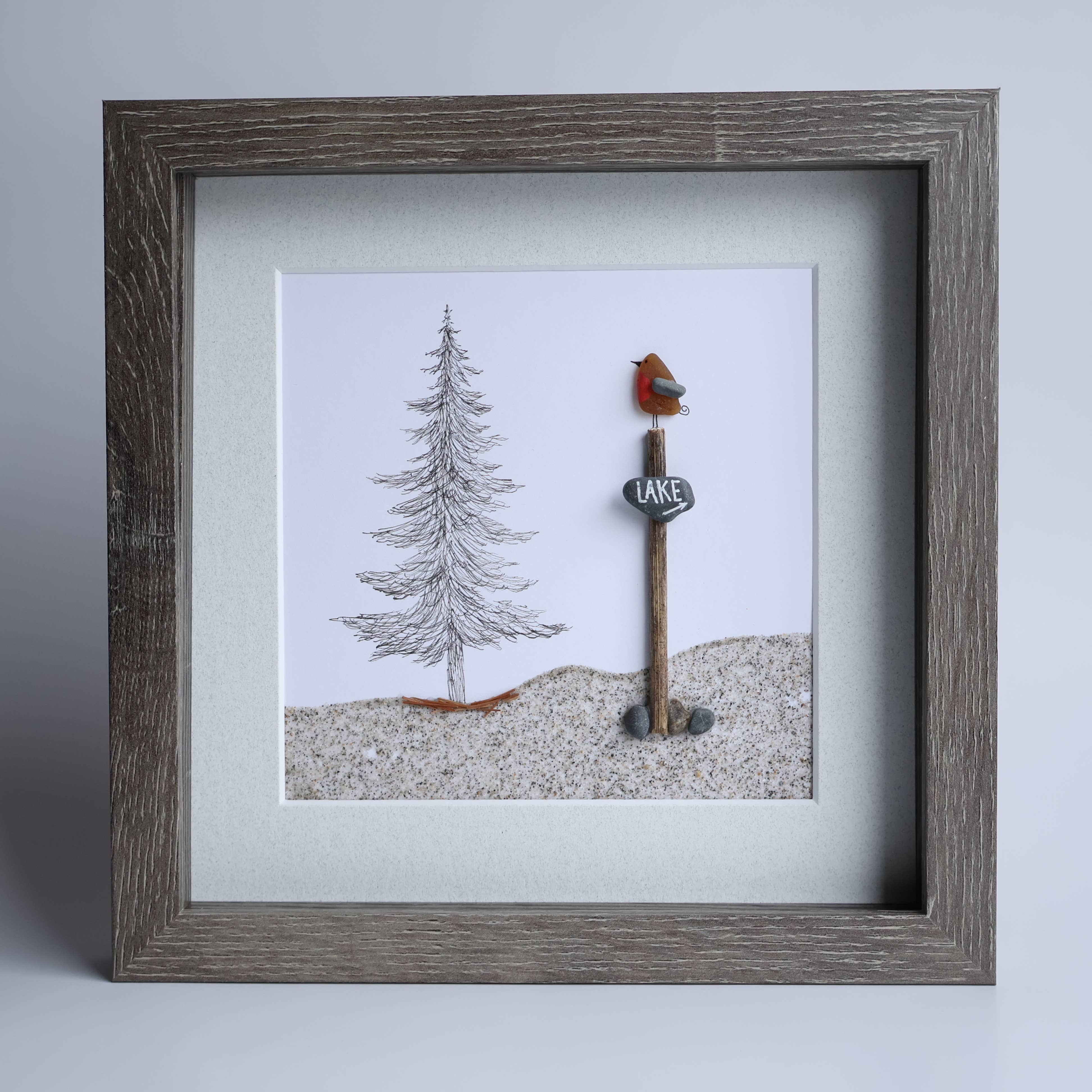 Driftsea Creations - Wholesale Sign - Sea Glass Robin on a Lake Signpost2