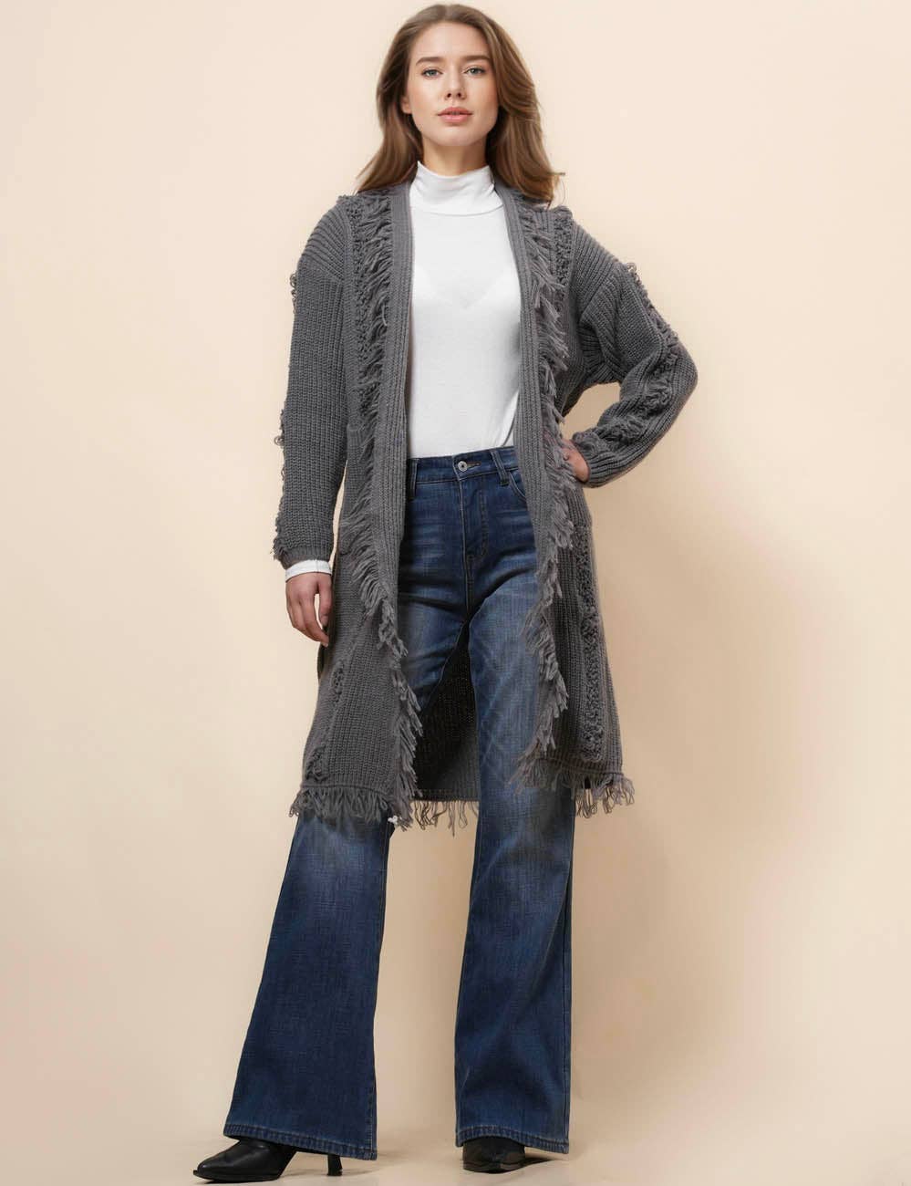 Sweetkama – wholesale Cardigan – Women’s – Ladies Solid Color Tassels Open Front Cardigan SKT4108811