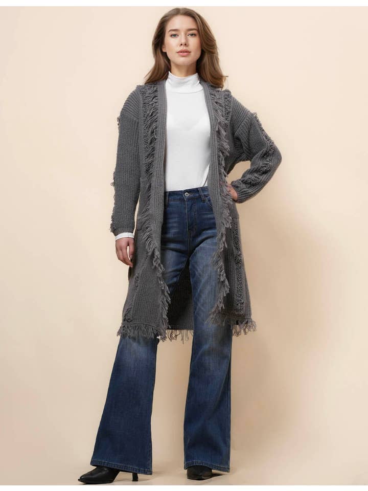 Sweetkama – wholesale Cardigan – Women’s – Ladies Solid Color Tassels Open Front Cardigan SKT4108811