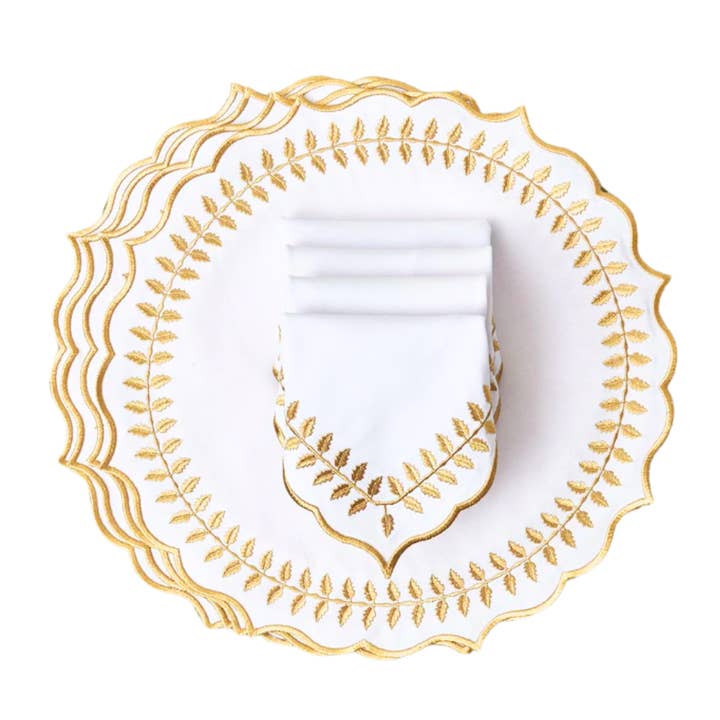 SETS DE TABLE FOUGÈRE, BLANC (ENSEMBLE DE 4) pour la vente par Mason Maison