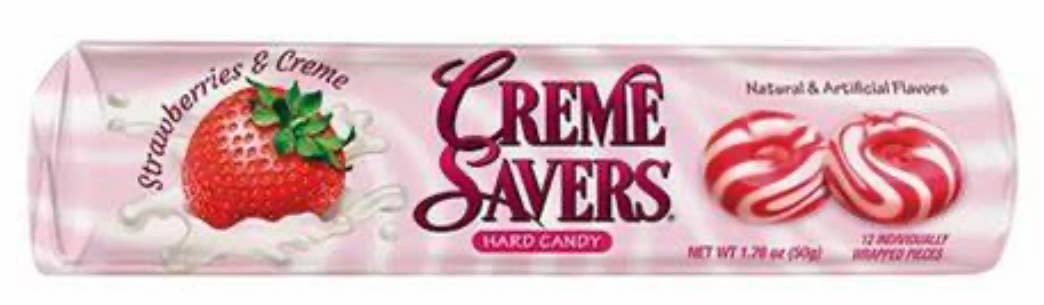 O'Shea's Candies Sweet Shop - Wholesale Hard Candy - Nostalgic Strawberry 🍓 Cream Saver Retro Roll 24ct Dsp Box2