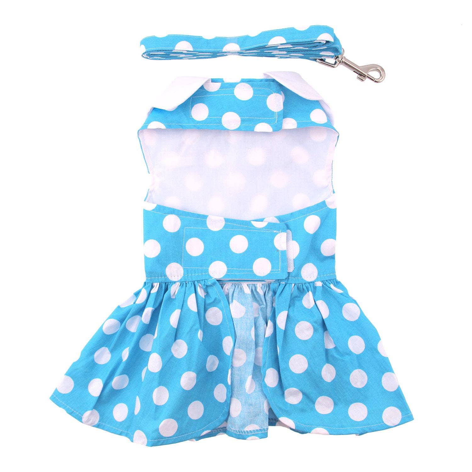 Doggie Design - Wholesale Pet Dress - Dog - Blue Polka Dot Dog Dress w/ Matching Leash1