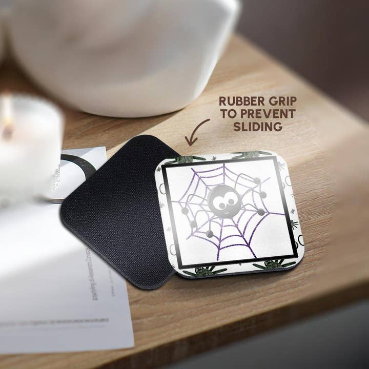 3dRose - Wholesale Coasters - 3dRose, Cute Halloween Spider With Big Eyes On His Spider Web Design, Coaster10