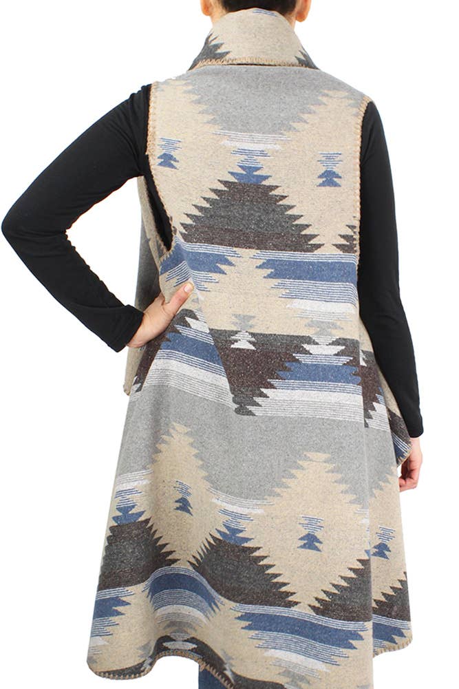 Hana - Venta al por mayor Chaleco de abrigo - Mujer - Chaleco redondo estampado western5