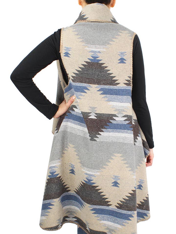 Hana - Venta al por mayor Chaleco de abrigo - Mujer - Chaleco redondo estampado western5