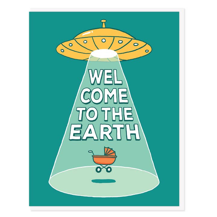 UFO New Baby Card for wholesale by Semi Sweet Press