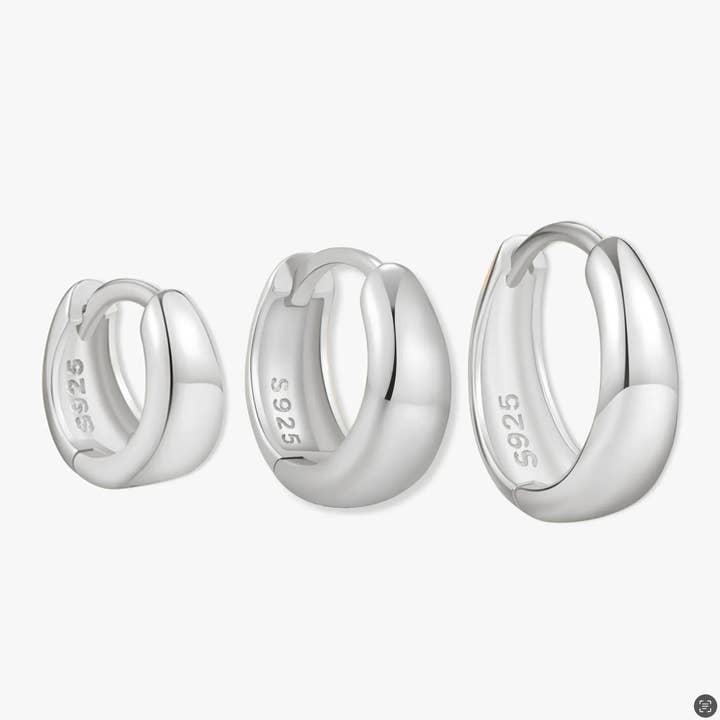 Set di Orecchini a Cerchio Affusolati Quotidiani in Argento per la vendita all'ingrosso da parte di LEA Jewels