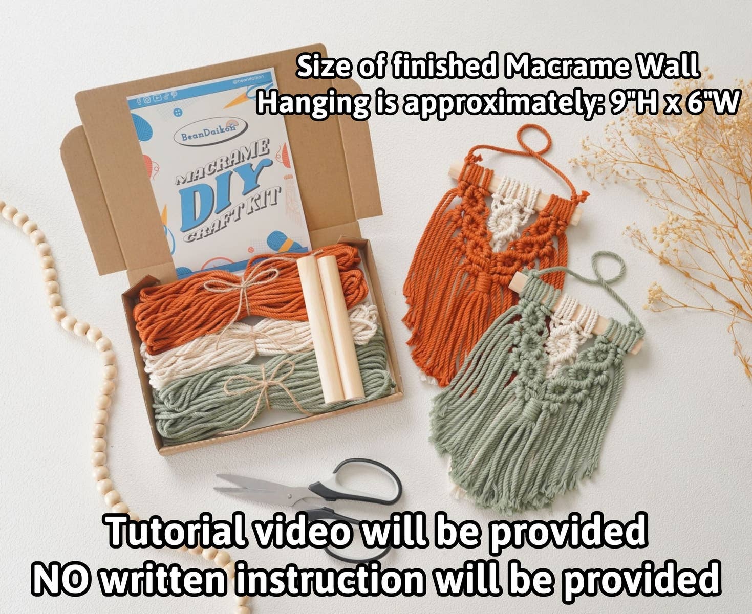 BeanDaikon - Vendita all'ingrosso Kit per lavoretti fai da te - Kit artigianale da appendere a parete in mini macramè K171