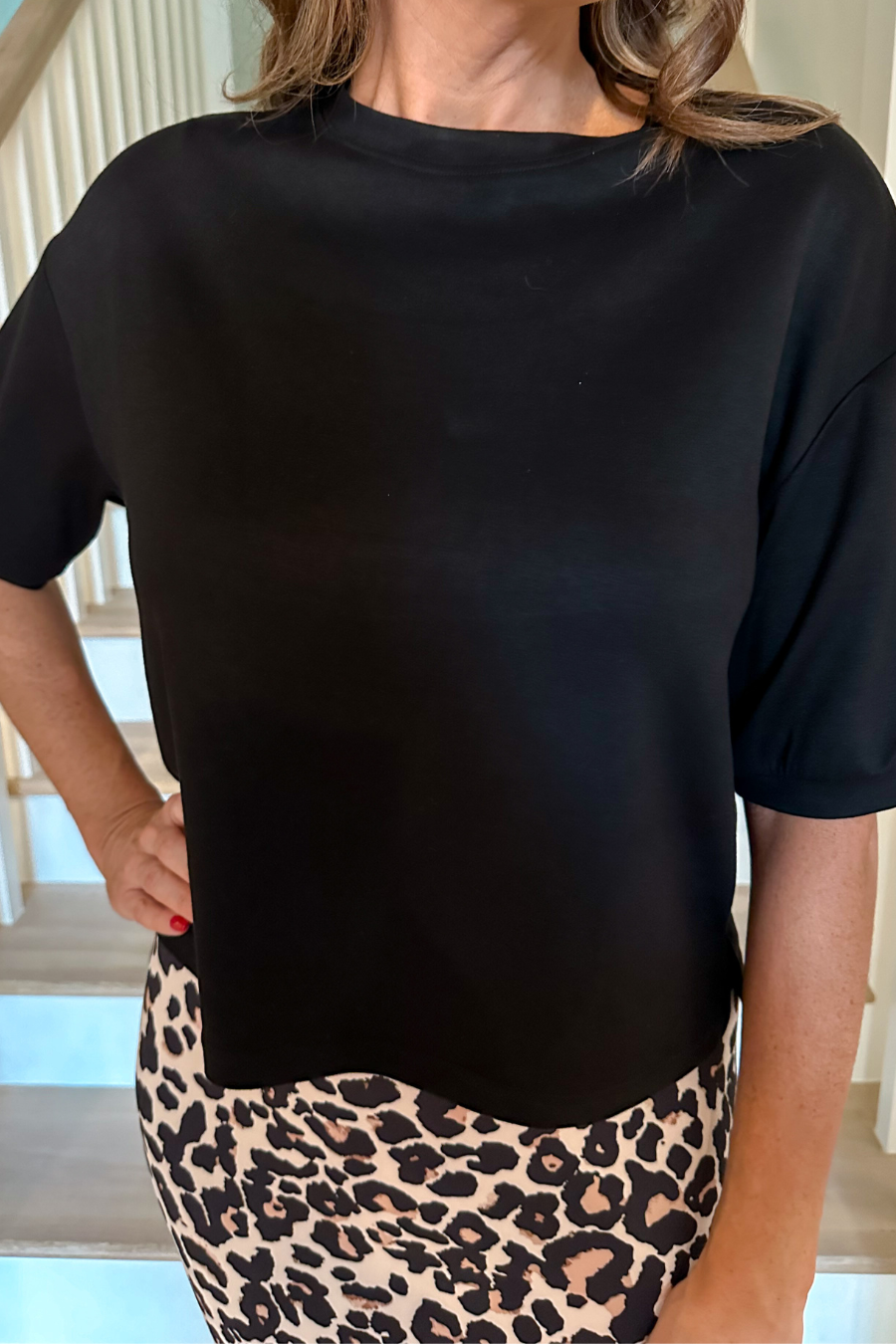 Casual Upgrade Half Sleeve Luxe Top- Black for wholesale on Faire1