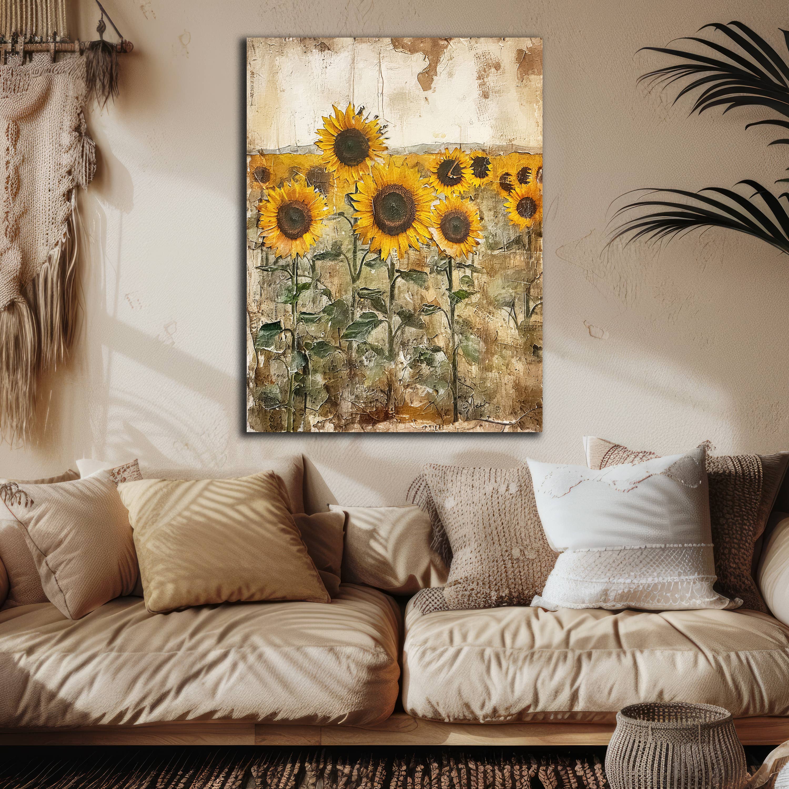 Olive Branch Farmhouse - Wholesale Canvas Art - Rustic Sunflower Field Large Canvas Wall Art5