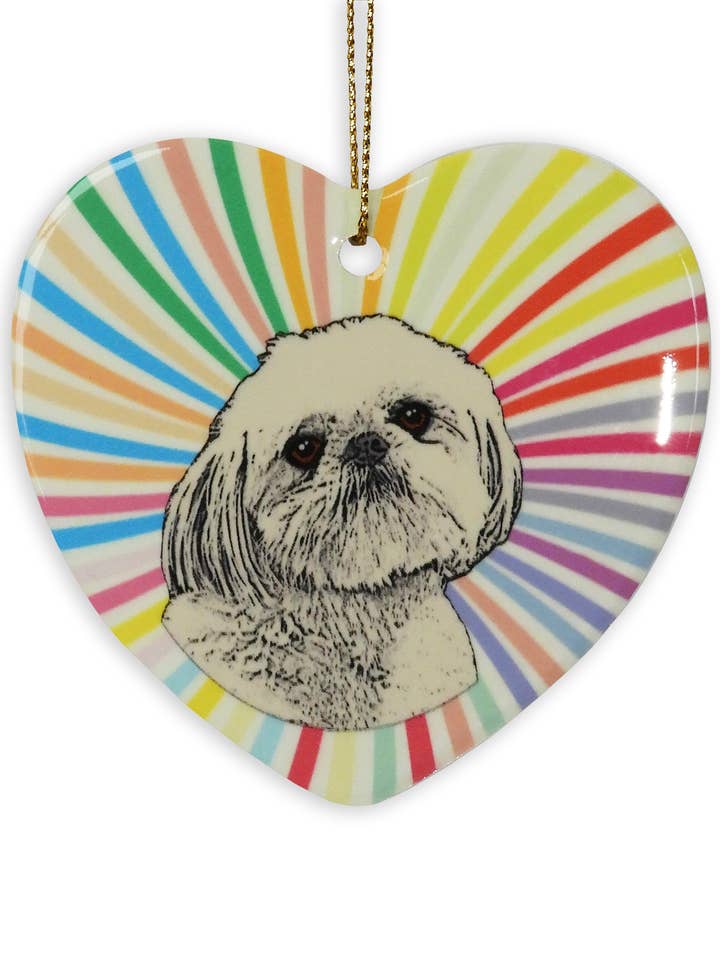 Shih Tzu Ceramic Heart Ornament for wholesale by Sabyloo