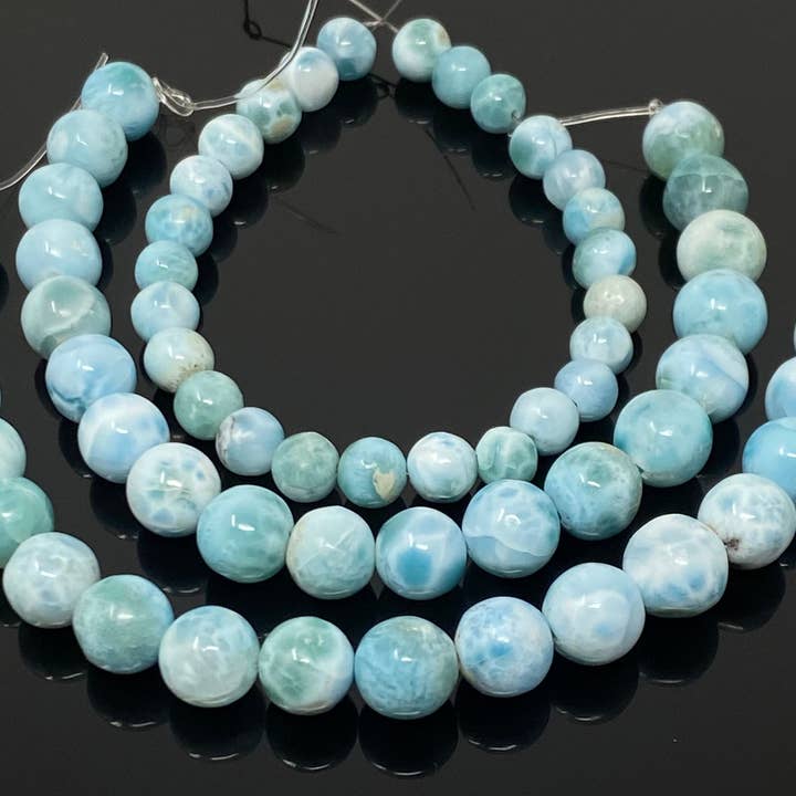 Akstar Gems – wholesale Pärlor – Larimar Pärlor, Ädelsten Pärlor, Äkta Dominikanska republiken Larimar Pärlor - AAA Quality Atlantis Stone, Karibiska stenpärlor, 7” Strand