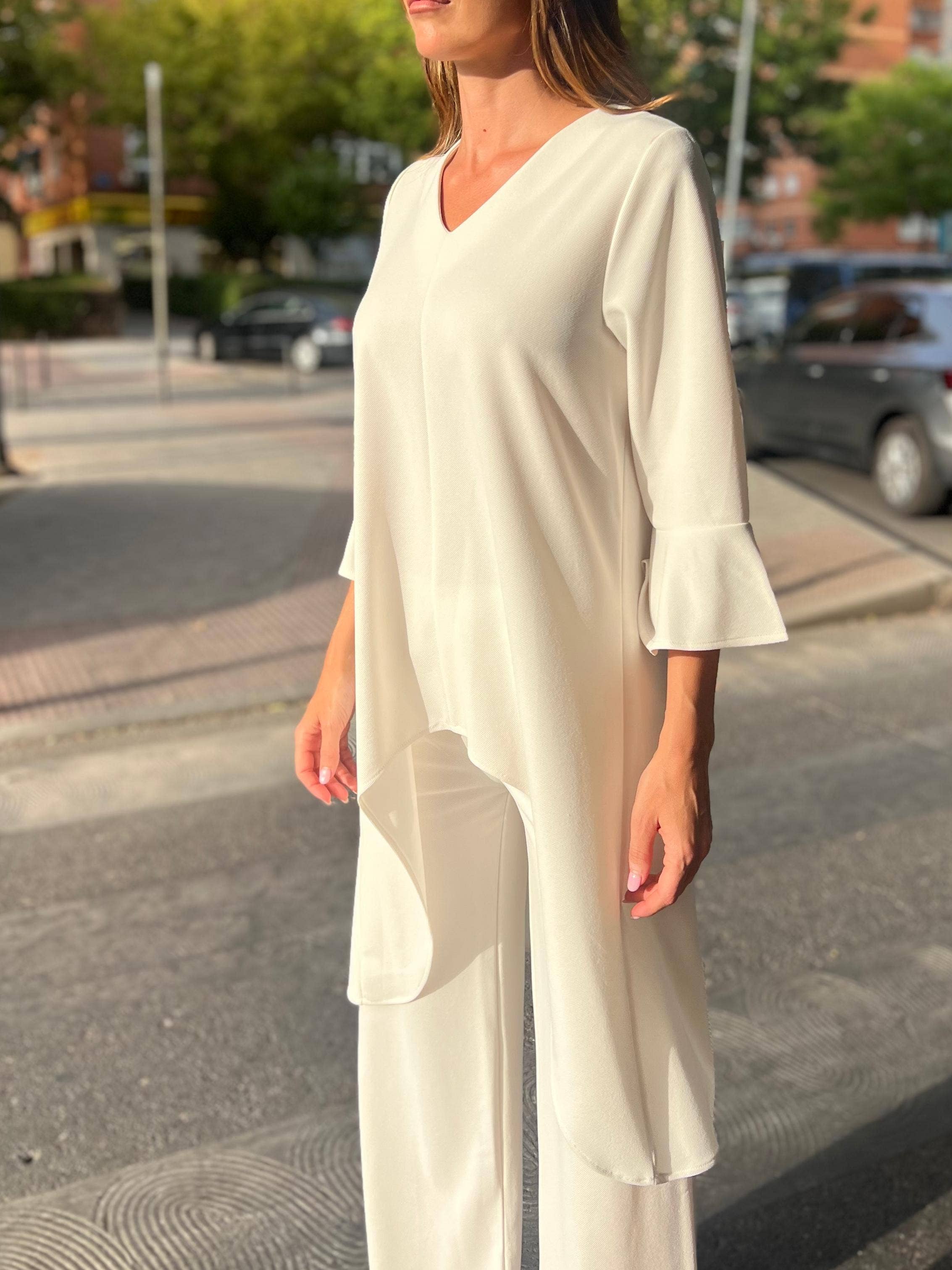 Julie d orleac - Wholesale Top & Pant Set (NOT Loungewear) - Women's - Long tunic and pants set in raw neocrepe1