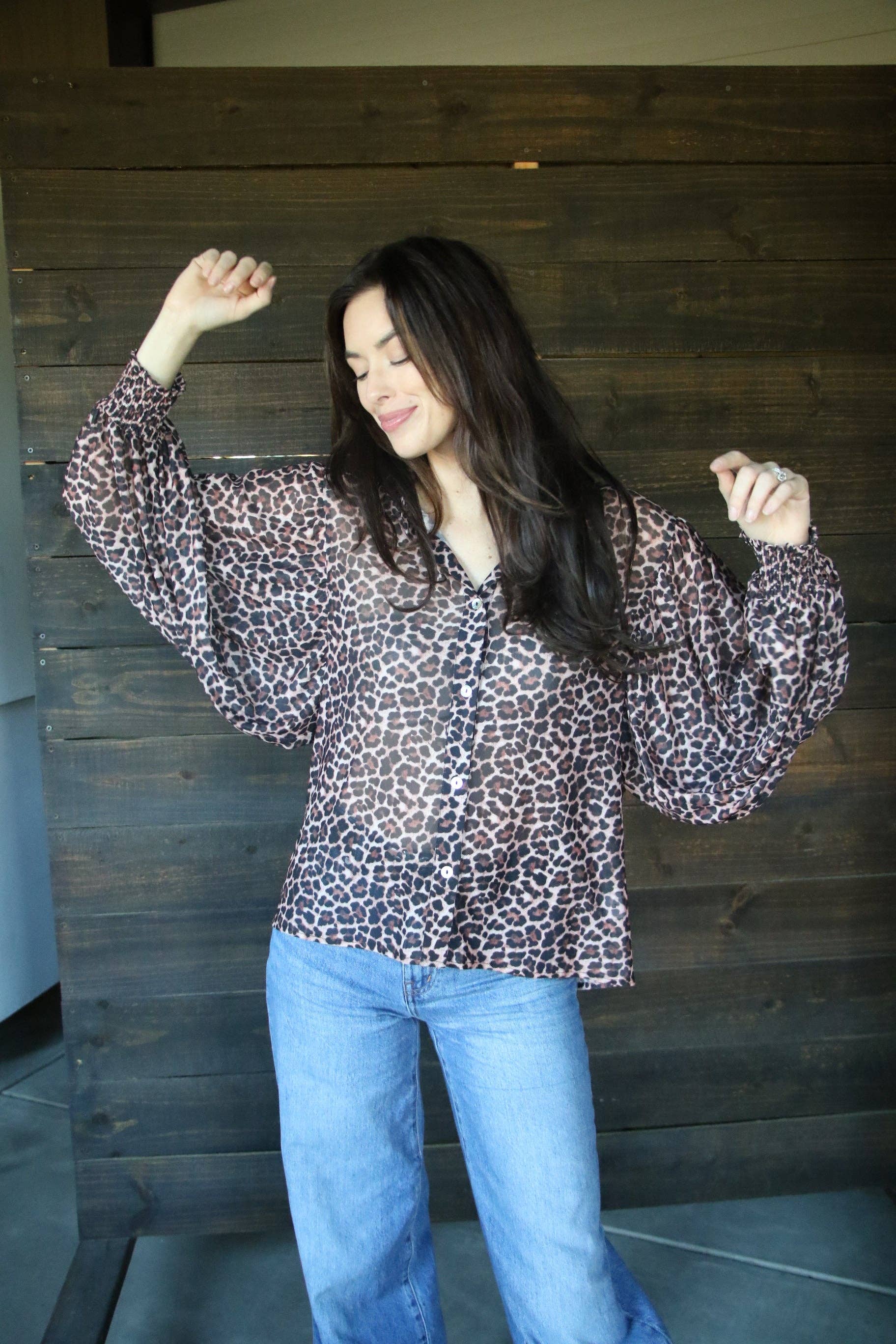 Turquoise Haven - Wholesale Blouse - Women's - TH23 S251 CHEETAH MESH TOP (1 Piece)2