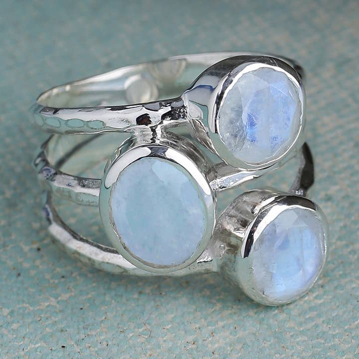 Moonstone 925 Sterling Silver Bypass Ring for wholesale by Tiramisu