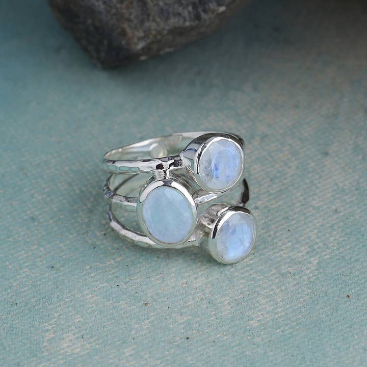 Moonstone 925 Sterling Silver Bypass Ring for wholesale by Tiramisu