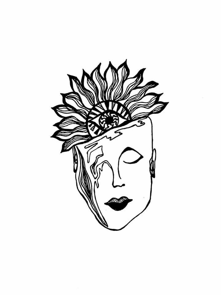 Sun Chief Art Print (abstract face) for wholesale by Mind & Company