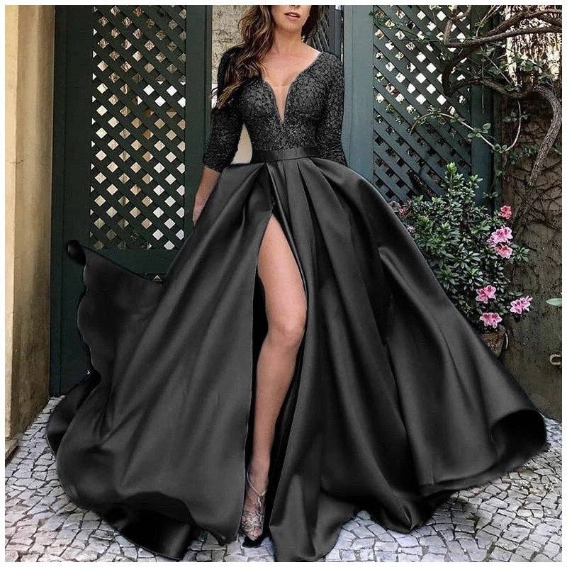 Plush Looks – Großhandel Abendkleid – Damen – Spitzenbesetztes Ballkleid mit Perlen und fließendem Saum2