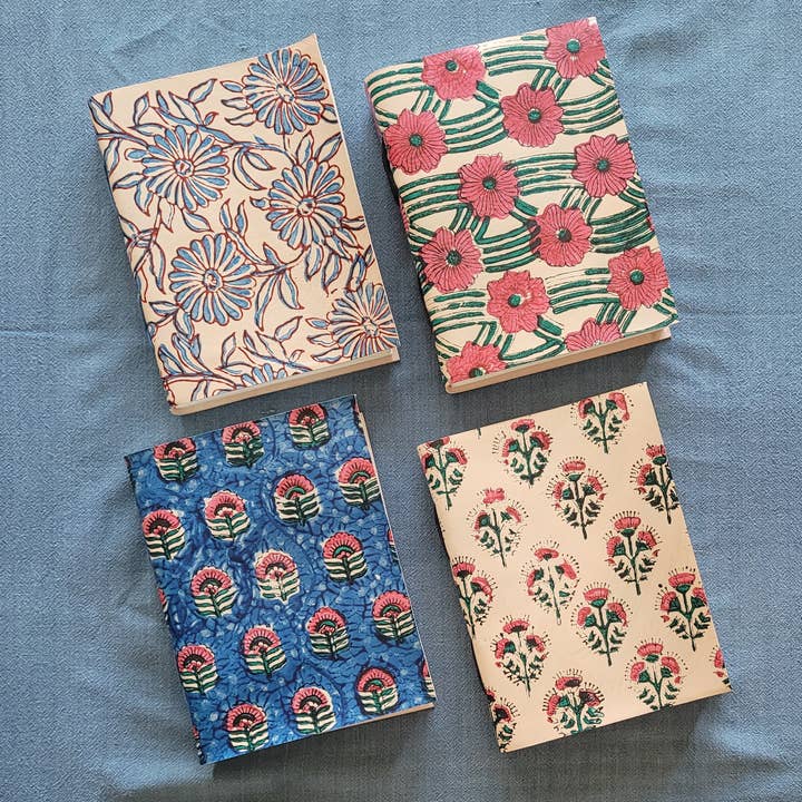 Woodblock Printed Leather Journal for wholesale by Tamra Copper LA