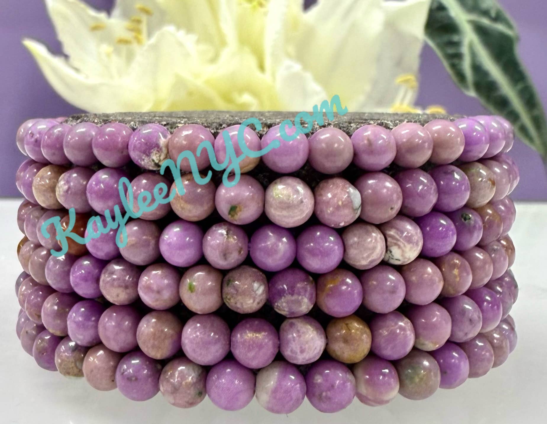 KayleeNYC - Wholesale Beaded Bracelet - Phosphosiderite 5mm 7.5” Crystal Stretch Bracelet