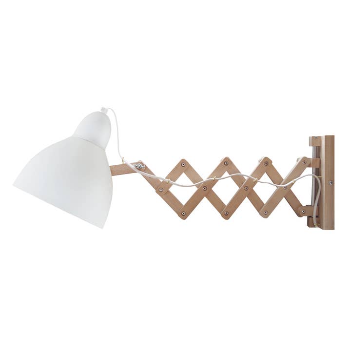 HARMONICA M - Lámpara de pared de madera articulada blanca y natural para venta al por mayor de Tosel Shop