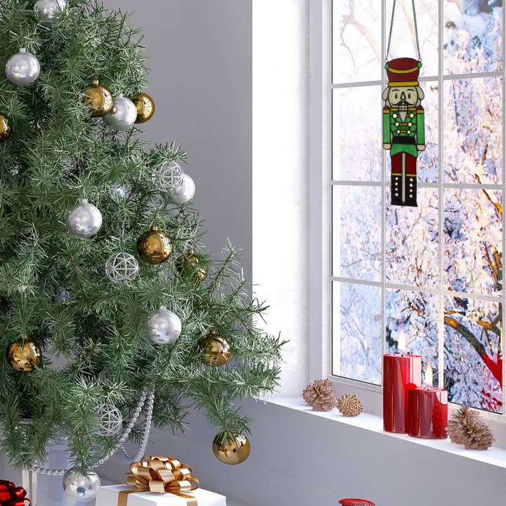 River of Goods - Wholesale Suncatcher - 14"H Hans the Holiday Nutcracker Stained Glass Window Panel3