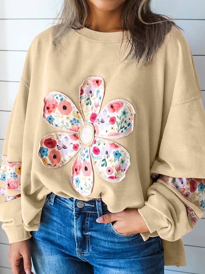 FASHION BLVD - Wholesale Sweatshirt - Women's - FB Floral Patchwork Long Sleeve Sweatshirt10